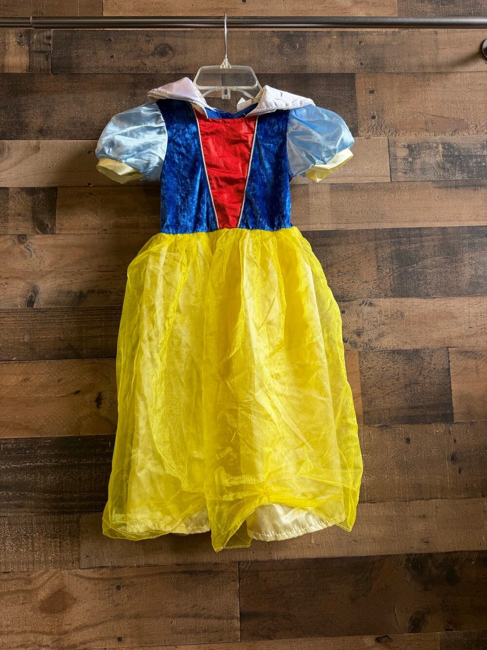 Girls Snow White Princess Dress Costume-Yellow/Blue Velvet Tulle-Halloween SizeM